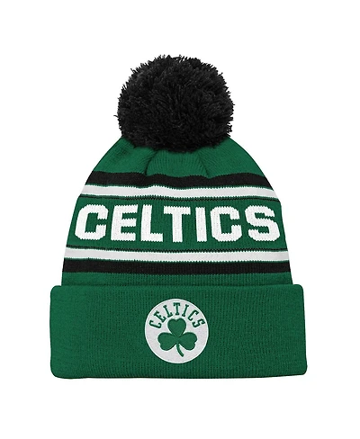 Outerstuff Big Boys and Girls Kelly Green Boston Celtics Backboard Jacquard Cuffed Knit with Pom Hat