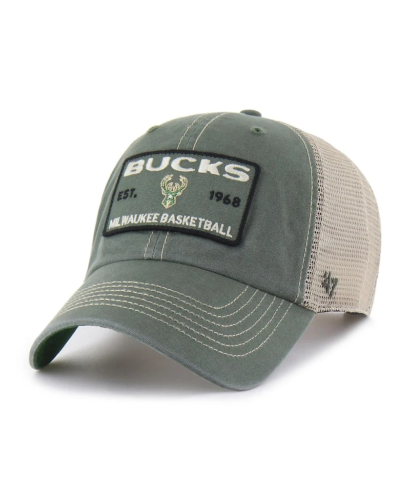 '47 Brand Men's Hunter Green/Tan Milwaukee Bucks Wabash Patch Clean Up Adjustable Hat
