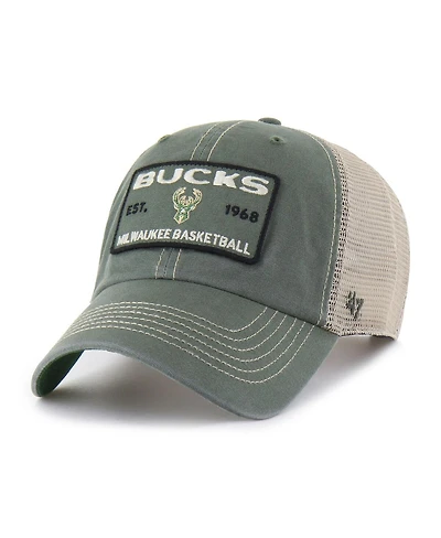 '47 Brand Men's Hunter Green/Tan Milwaukee Bucks Wabash Patch Clean Up Adjustable Hat
