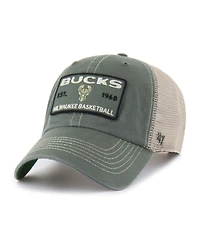 '47 Brand Men's Hunter Green/Tan Milwaukee Bucks Wabash Patch Clean Up Adjustable Hat