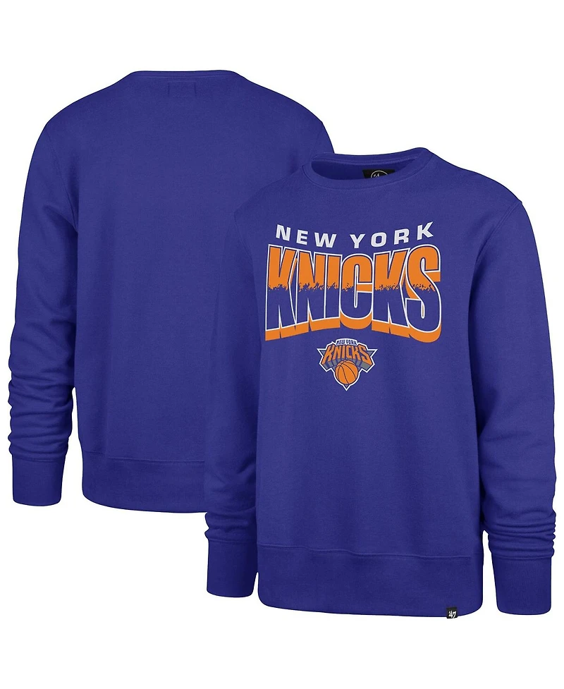 '47 Brand Men's and Women's Blue New York Knicks Brush By Headline Crewneck Sweatshirt