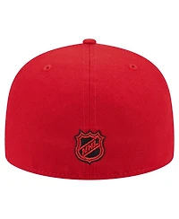 New Era Men's Red Jersey Devils Oversized Vintage Arch 59Fifty Fitted Hat