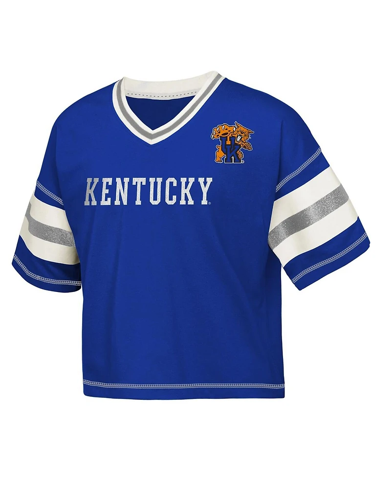 Outerstuff Big Girls Royal Kentucky Wildcats Gridiron Jersey V-Neck T-Shirt