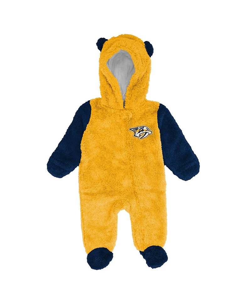 Outerstuff Newborn Gold Nashville Predators Stay Napping Fleece Bunting Full-Zip Hooded Sleeper
