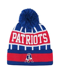 Outerstuff Big Boys and Girls Royal New England Patriots Go Fast Cuffed Knit with Pom Hat