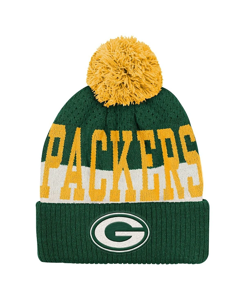 Outerstuff Big Boys and Girls Green Bay Packers Modern Fan Cuffed Knit with Pom Hat