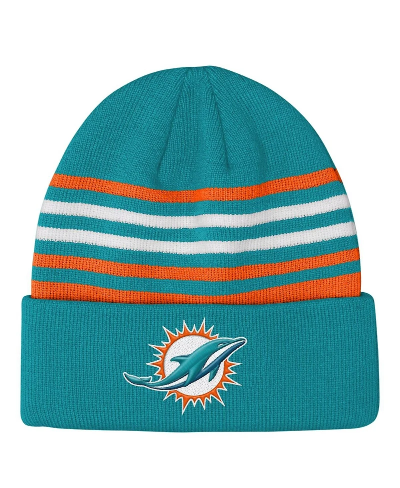 Outerstuff Big Boys and Girls Aqua Miami Dolphins Essentials Cuffed Knit Hat