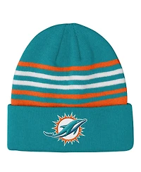Outerstuff Big Boys and Girls Aqua Miami Dolphins Essentials Cuffed Knit Hat