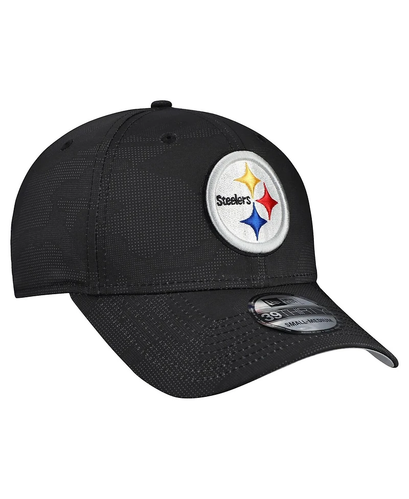 New Era Men's Black Pittsburgh Steelers Tonal Camo 39THIRTY Stretch Fit Hat