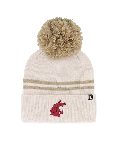 '47 Brand Women's Natural Washington State Cougars Core Inline Latte Cuffed Knit with Pom Hat