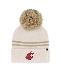'47 Brand Women's Natural Washington State Cougars Core Inline Latte Cuffed Knit with Pom Hat