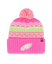 '47 Brand Big Girls Pink Philadelphia Eagles Polar Vortex Cuffed Knit with Pom Hat