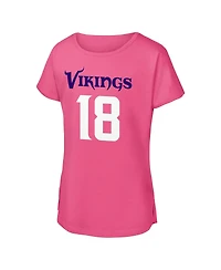 Outerstuff Big Girls Justin Jefferson Pink Minnesota Vikings Player Name Number T-Shirt