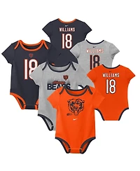 Nike Baby Boys and Girls 3-Pack Caleb Williams Chicago Bears Name Number Bodysuit Set