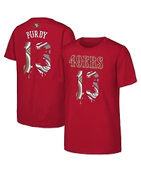 Outerstuff Big Boys and Girls Brock Purdy Scarlet San Francisco 49ers Mainliner Drip Player Name Number T-Shirt