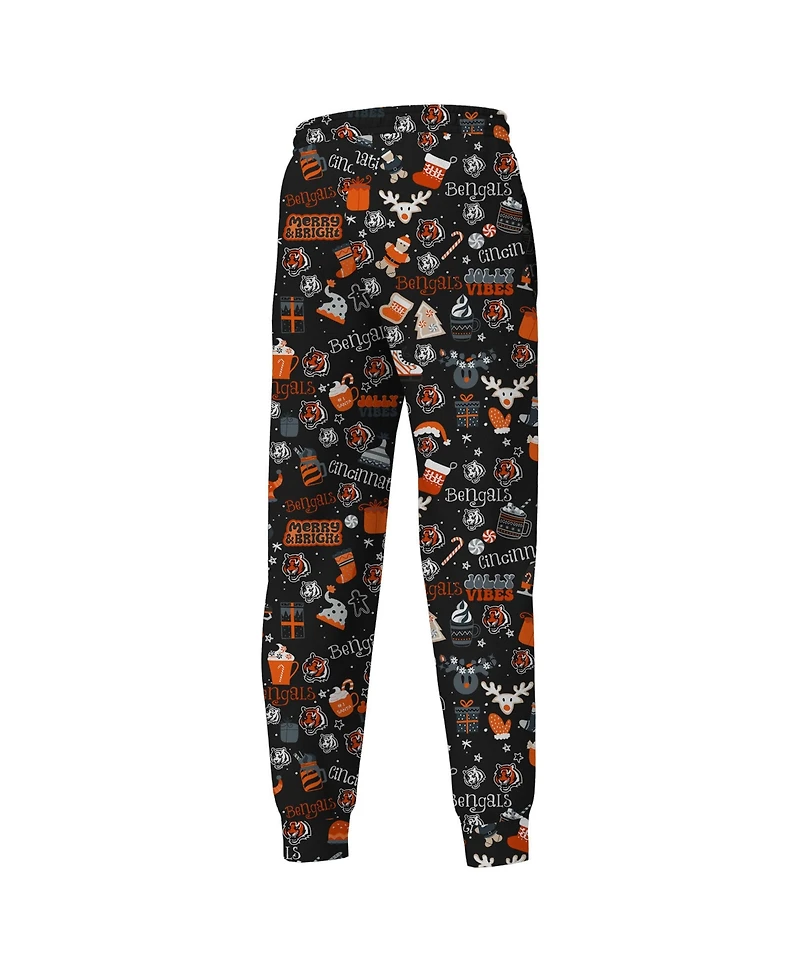 Outerstuff Big Boys and Girls Black Cincinnati Bengals Chestnut Holiday Sleep Set