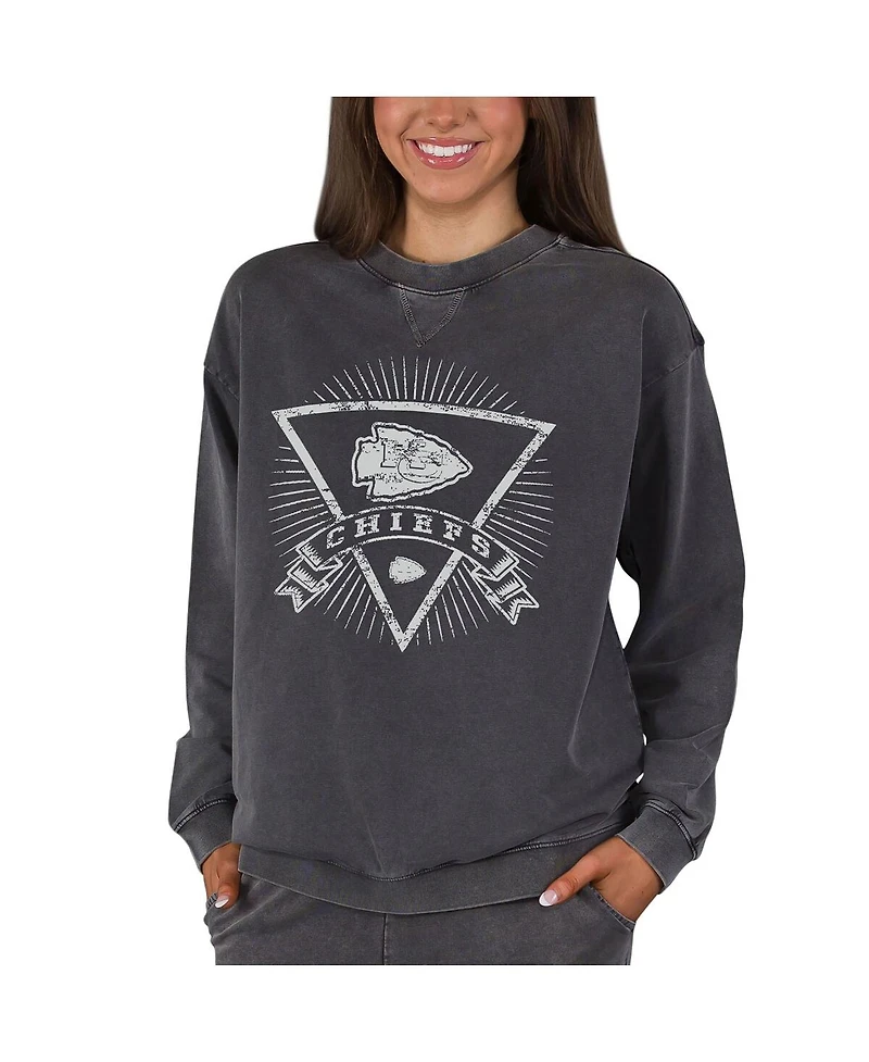 Concepts Sport Women's Charcoal Kansas City Chiefs Boxy Mist French Terry Long Sleeve Top