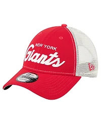 New Era Men's Red New York Giants Apple Trucker 9FORTY Adjustable Hat