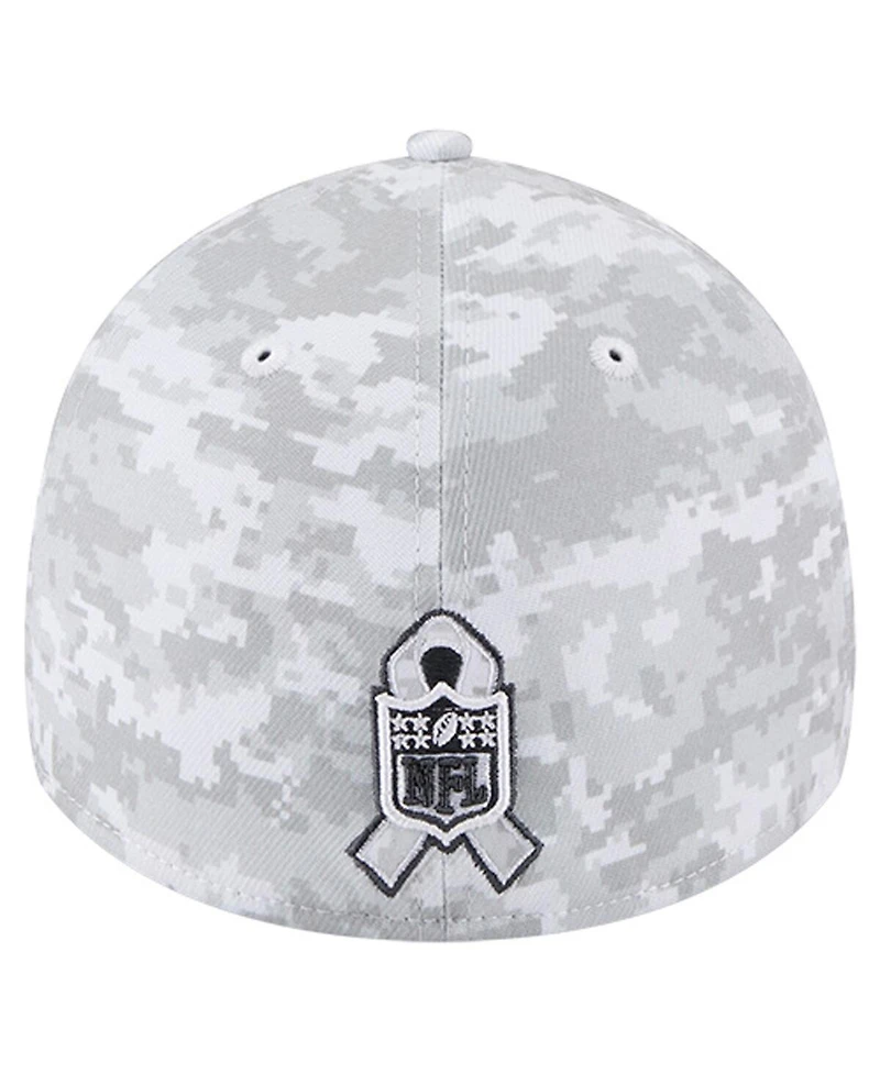 New Era Men's White New England Patriots 2025 Salute to Service Digital Camo Fan Pack 39THIRTY Flex Hat