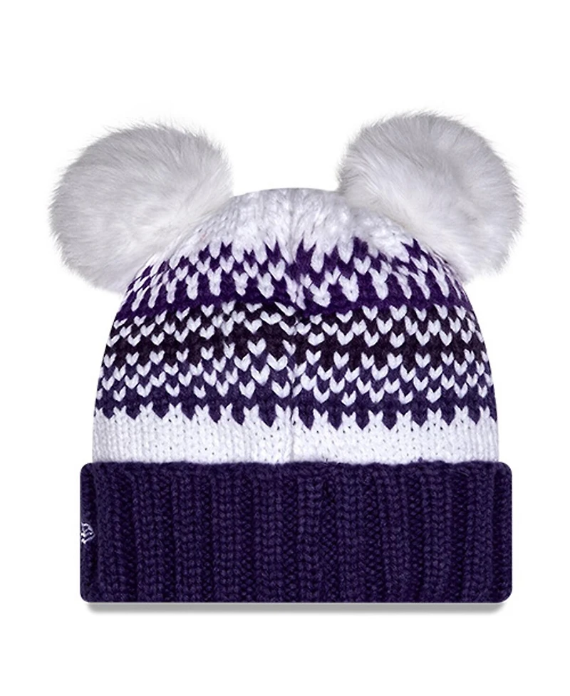 New Era Women's Purple Washington Huskies Double Pom Print Cuffed Knit Hat