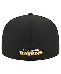 New Era Men's Black Baltimore Ravens Overlap Wordmark 59FIFTY Fitted Hat