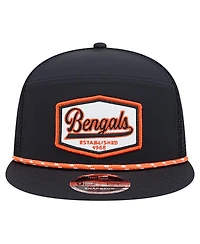 New Era Men's Black Cincinnati Bengals Ripstop Patch 9FIFTY Split Panel Snapback Hat