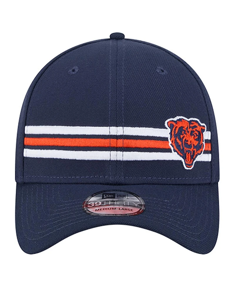 New Era Men's Navy Chicago Bears Stripes 39THIRTY Flex Hat