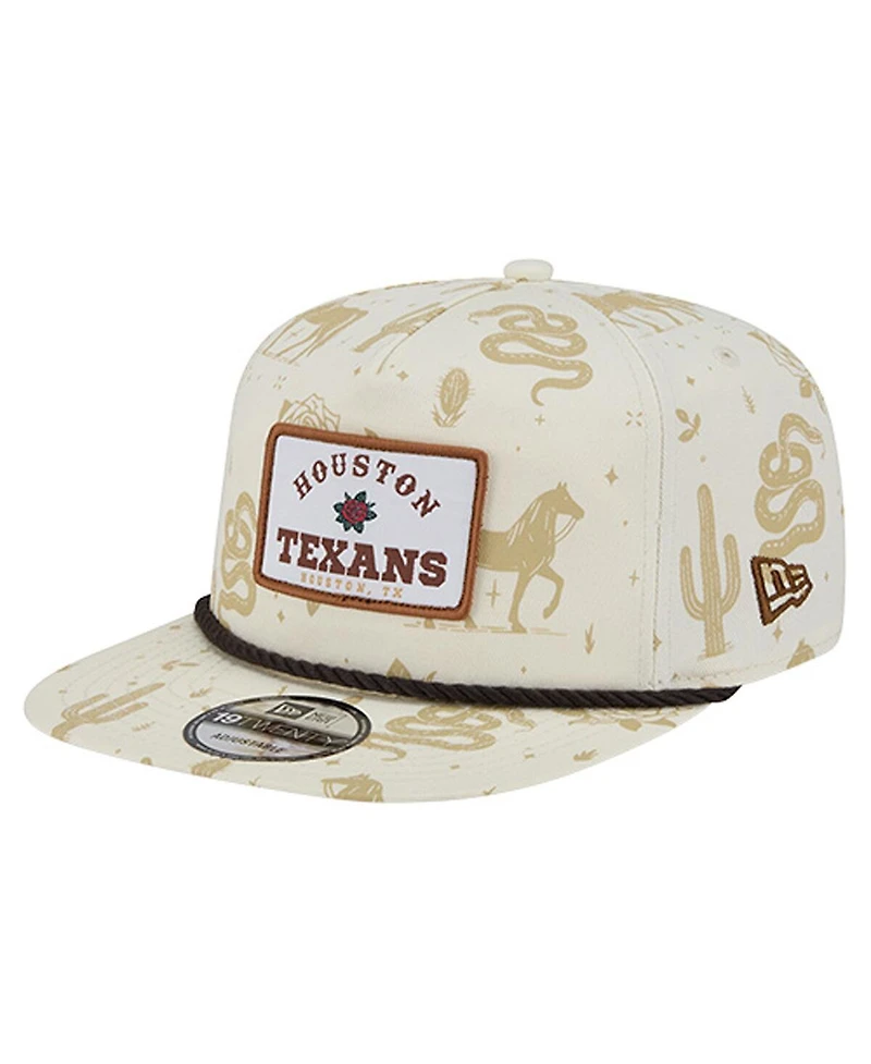 New Era Men's Cream Houston Texans Desert Rose 19TWENTY Adjustable Hat