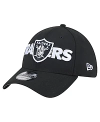 New Era Men's Black Las Vegas Raiders Overlap Logo 39THIRTY Stretch Fit Hat