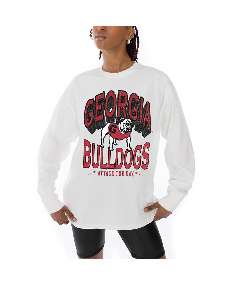 Gameday Couture Women's White Georgia Bulldogs Midweight Oversized Long Sleeve T-Shirt