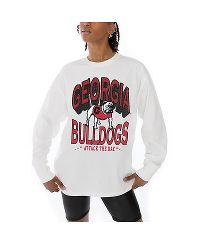 Gameday Couture Women's White Georgia Bulldogs Midweight Oversized Long Sleeve T-Shirt