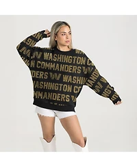 Gameday Couture Women's Black Washington Commanders Oversized Hype Era Rhinestone Text Sweatshirt