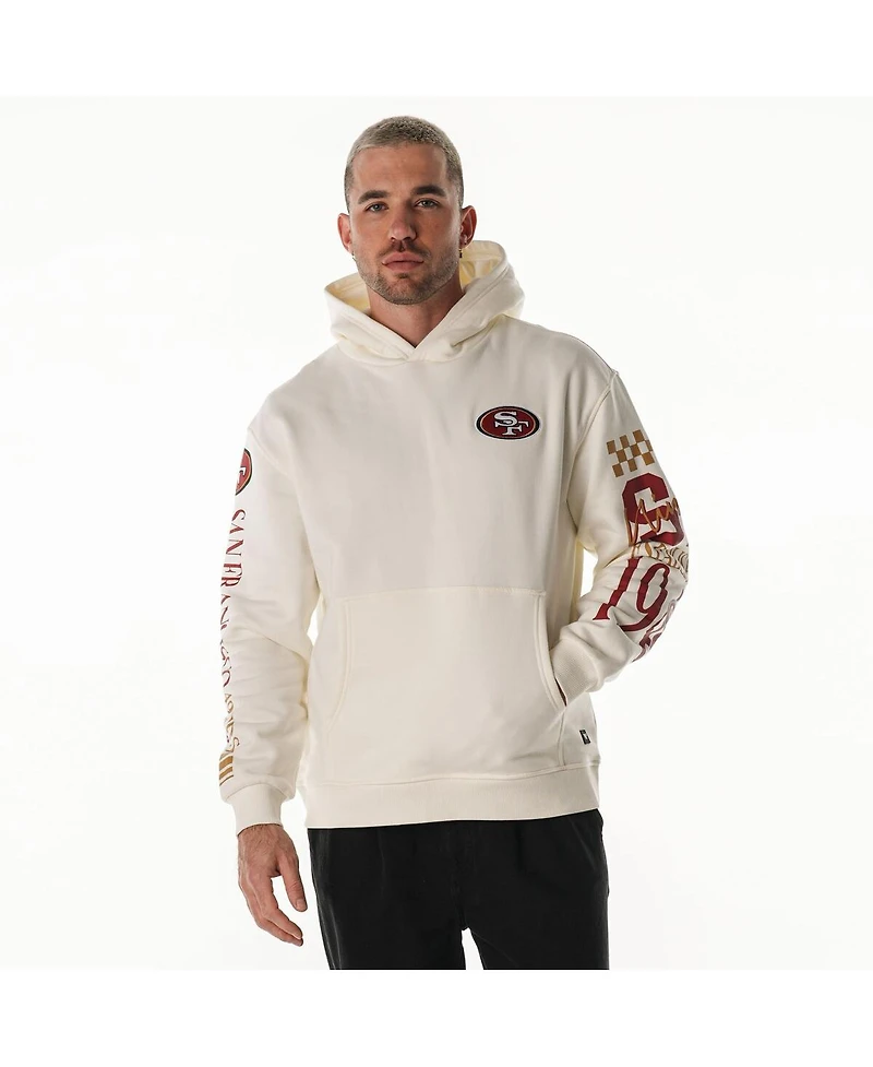 The Wild Collective Men's and Women's Cream San Francisco 49ers Stacked Graphic Sleeve Fleece Hoodie