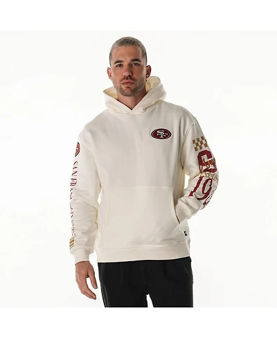 The Wild Collective Men's and Women's Cream San Francisco 49ers Stacked Graphic Sleeve Fleece Hoodie