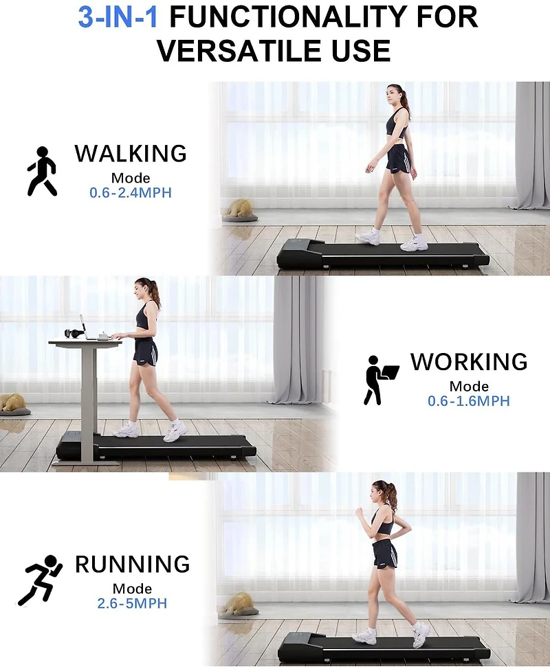 DeerRun Walking Pad Mini 80cm belt Under Desk Treadmill ,2 in 1 Portable Treadmill for Home/Office/Exercise