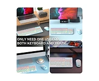 Wireless Keyboard And Mouse Combo - 2.4GHz Cordless, Cute Round Keys, Quiet Slim Set for Laptop, Computer, Tv