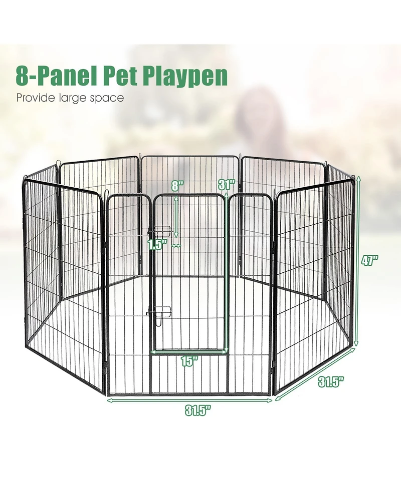 Sugift 8 Metal Panel Heavy Duty Pet Playpen Dog Fence with Door-48 inches