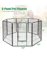 Sugift 8 Metal Panel Heavy Duty Pet Playpen Dog Fence with Door-48 inches