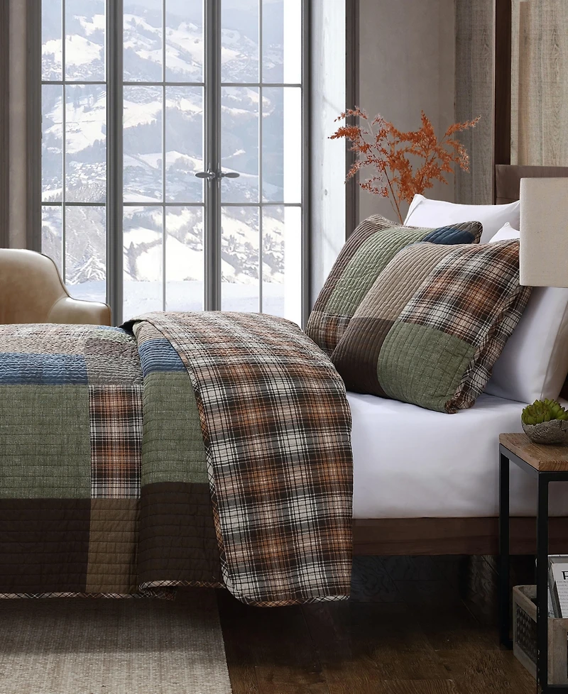 Eddie Bauer Classic Patchwork Cotton Reversible 3-Pc. Quilt Set