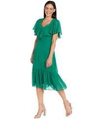 R & M Richards Women's Capelet Short-Sleeve Dress