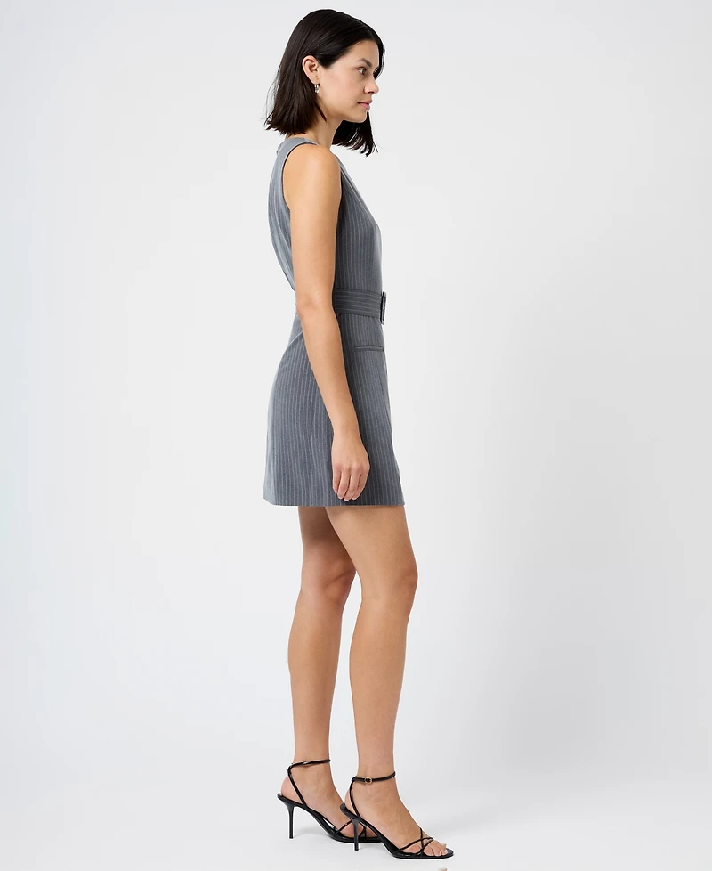 French Connection Women's Minka Pinstripe Belted Boat Neck Mini Dress