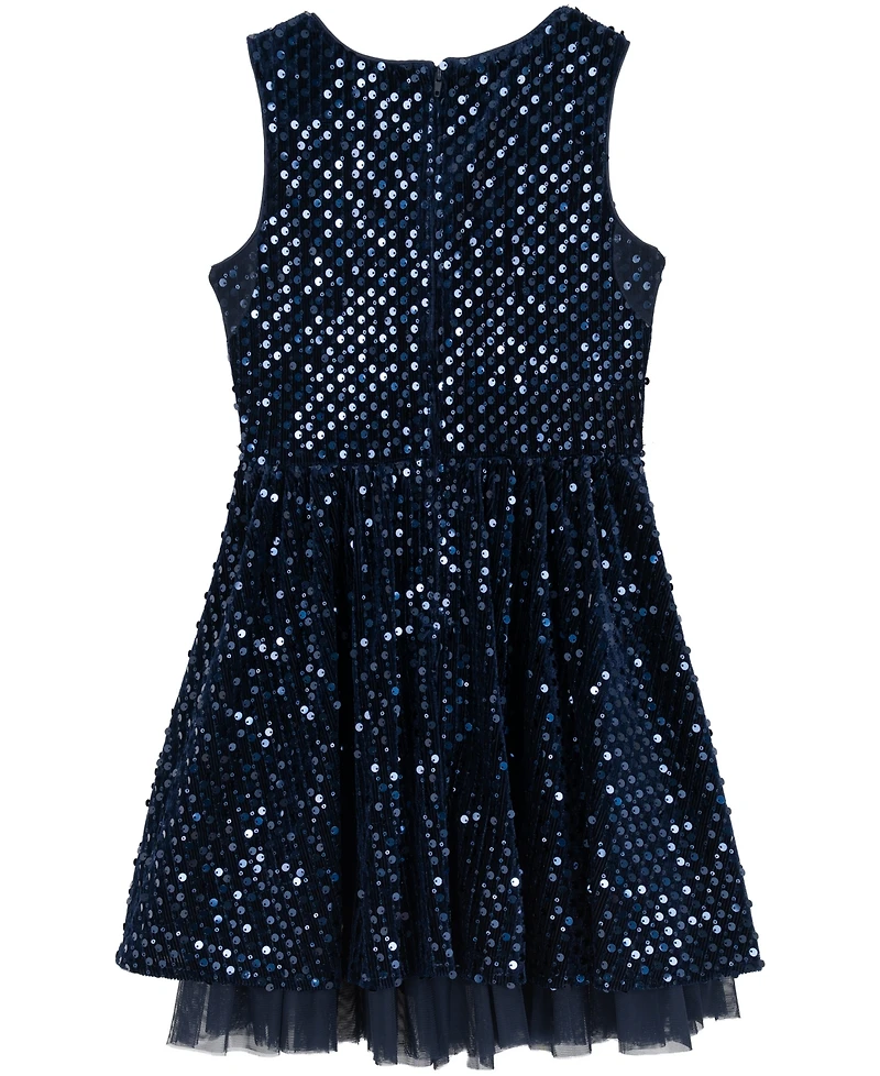 Rare Editions Girls 7-16 Sequin Velvet Sleeveless Dress