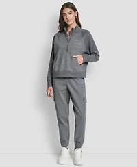 Dkny Sport Women's Studded-Logo Half-Zip Sweatshirt