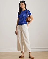 Lauren Ralph Petite Paisley Short-Sleeve Sweater