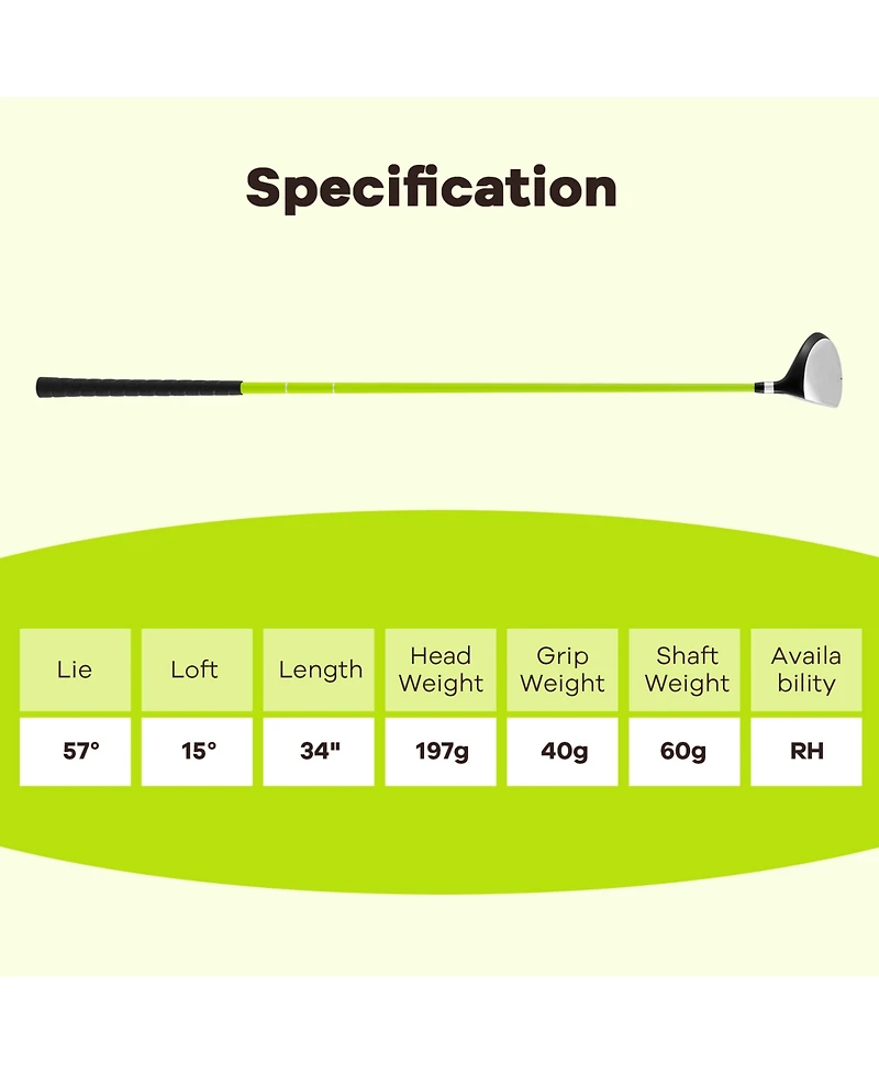 Skonyon 34 Inch 165CC Junior #3 Fairway Wood Golf Club with Fiberglass Shaft for Kids Ages 8-10