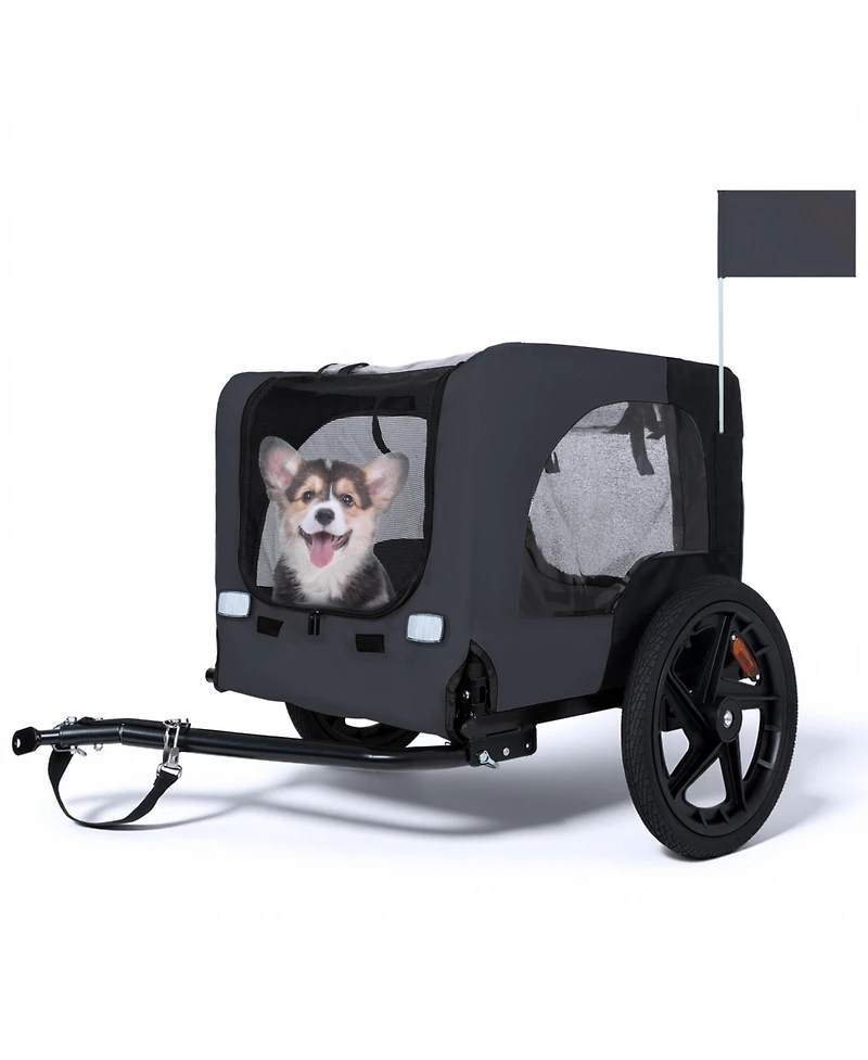 Airsurfer Outdoor Heavy Duty Collapsible Pet Bike Trailer with 16 Inch All-Terrain Wheels Dog and Cargo Carrier Cart for Bicycles