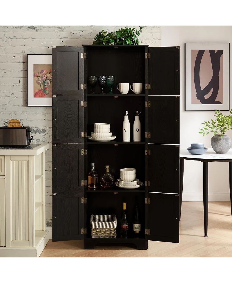 Casainc 72.4" Tall Storage Cabinet with 8 Doors and 4 Shelves, Freestanding Bookshelf for Home Spaces