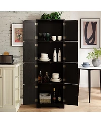 Casainc 72.4" Tall Storage Cabinet with 8 Doors and 4 Shelves, Freestanding Bookshelf for Home Spaces