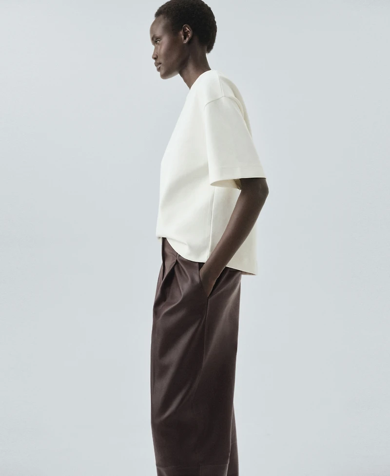 Mango Women's Leather Straight-Leg Pants