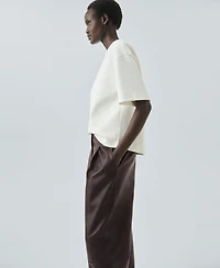 Mango Women's Leather Straight-Leg Pants